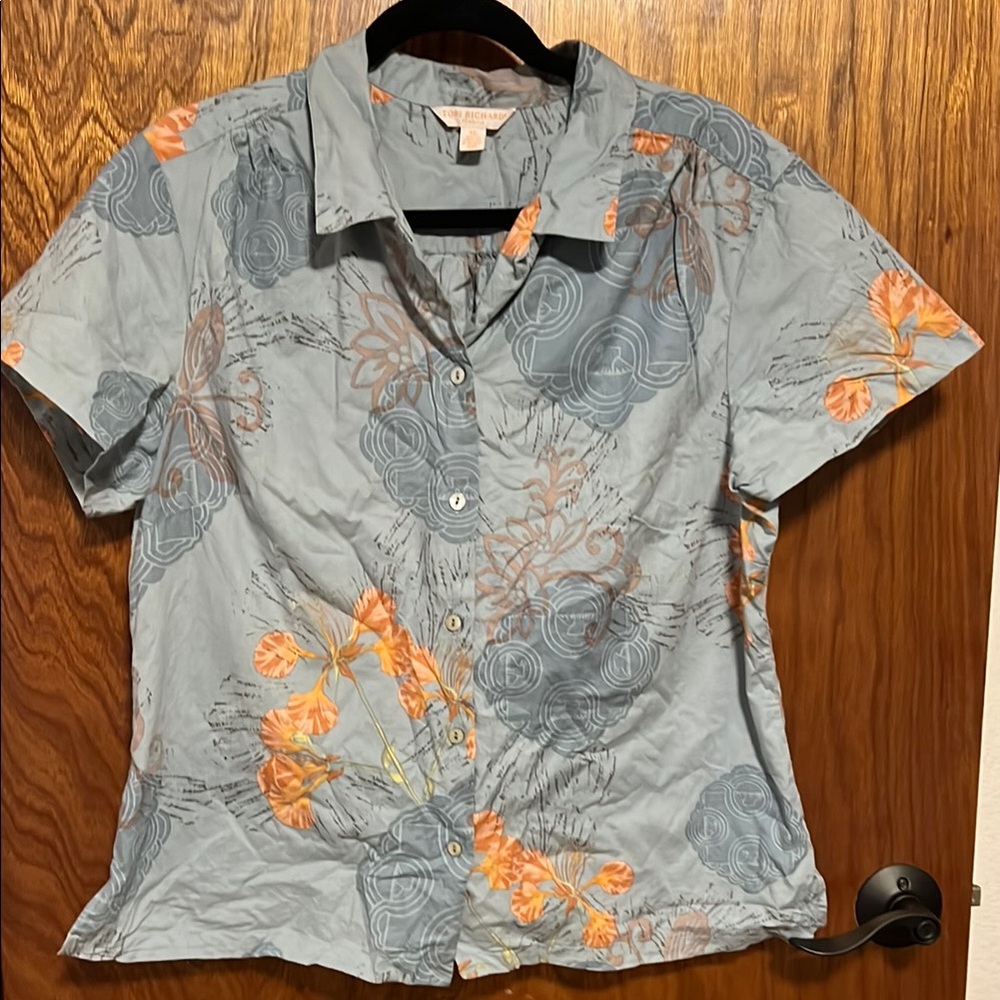 Tori Richard Tropical Print Shirt in Gray and Brown